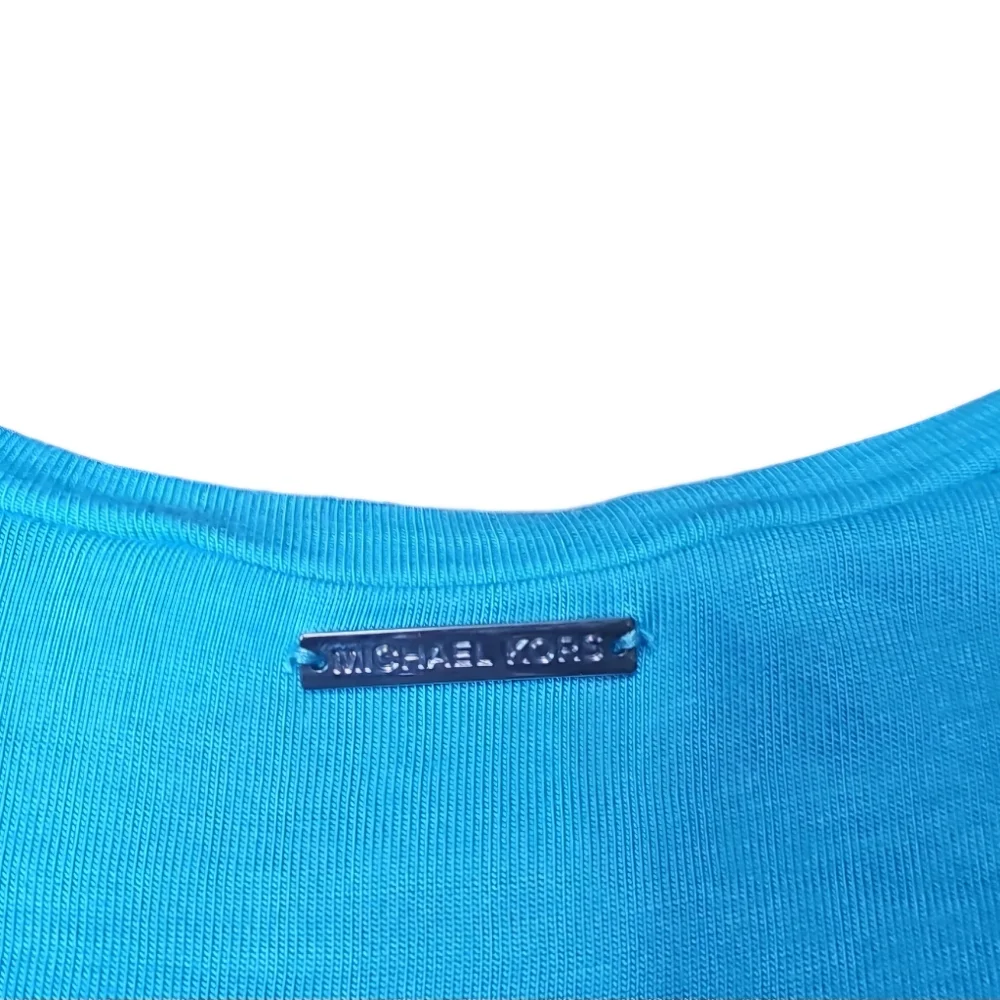 Michael Kors Aqua Blue Mixed Media Sleeveless Top - Picture 4 of 8